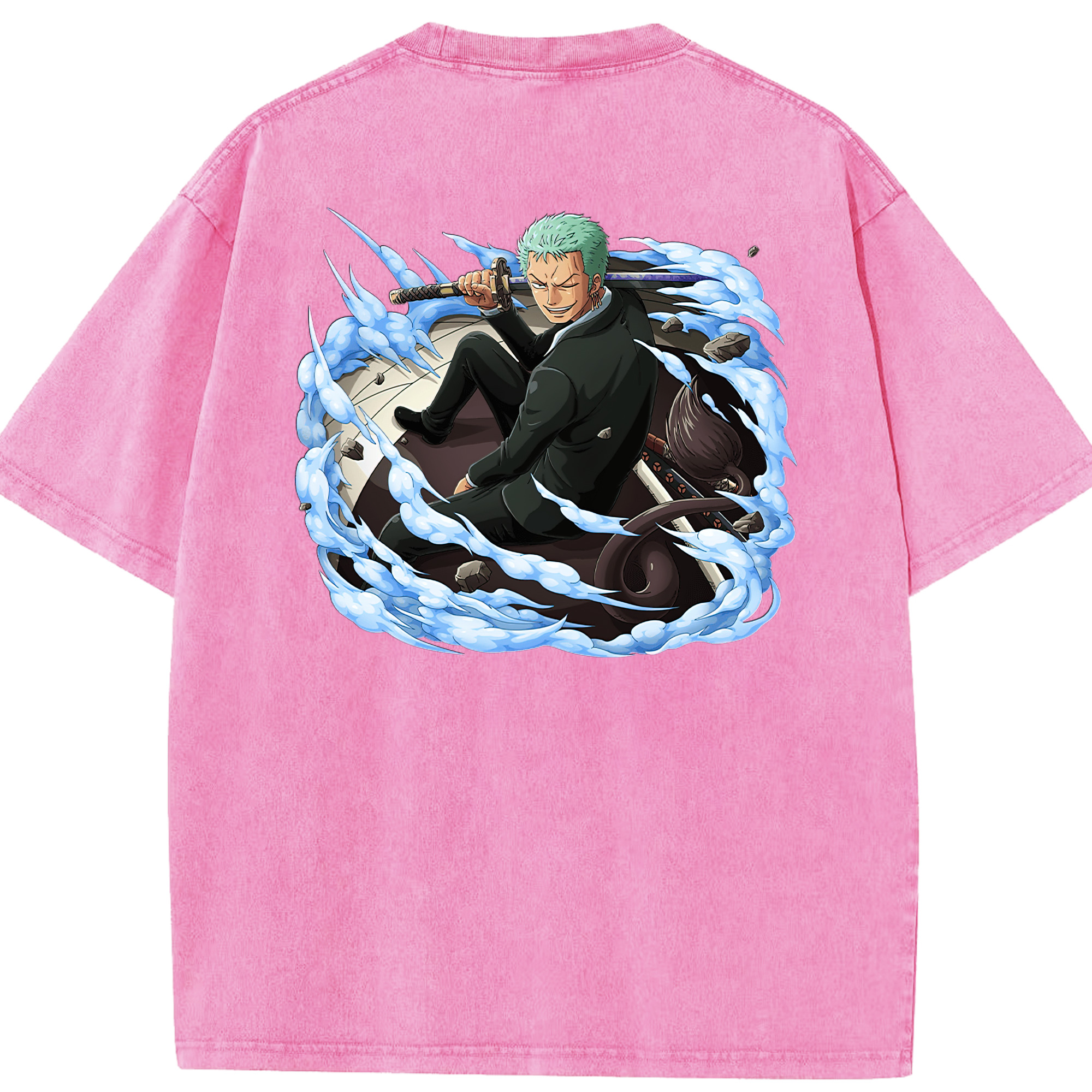 ワンピース ロロノア・ゾロ ONE PIECE Roronoa Zoro 綿100% ヴィンテージ風 半袖Tシャツ（背面プリント）